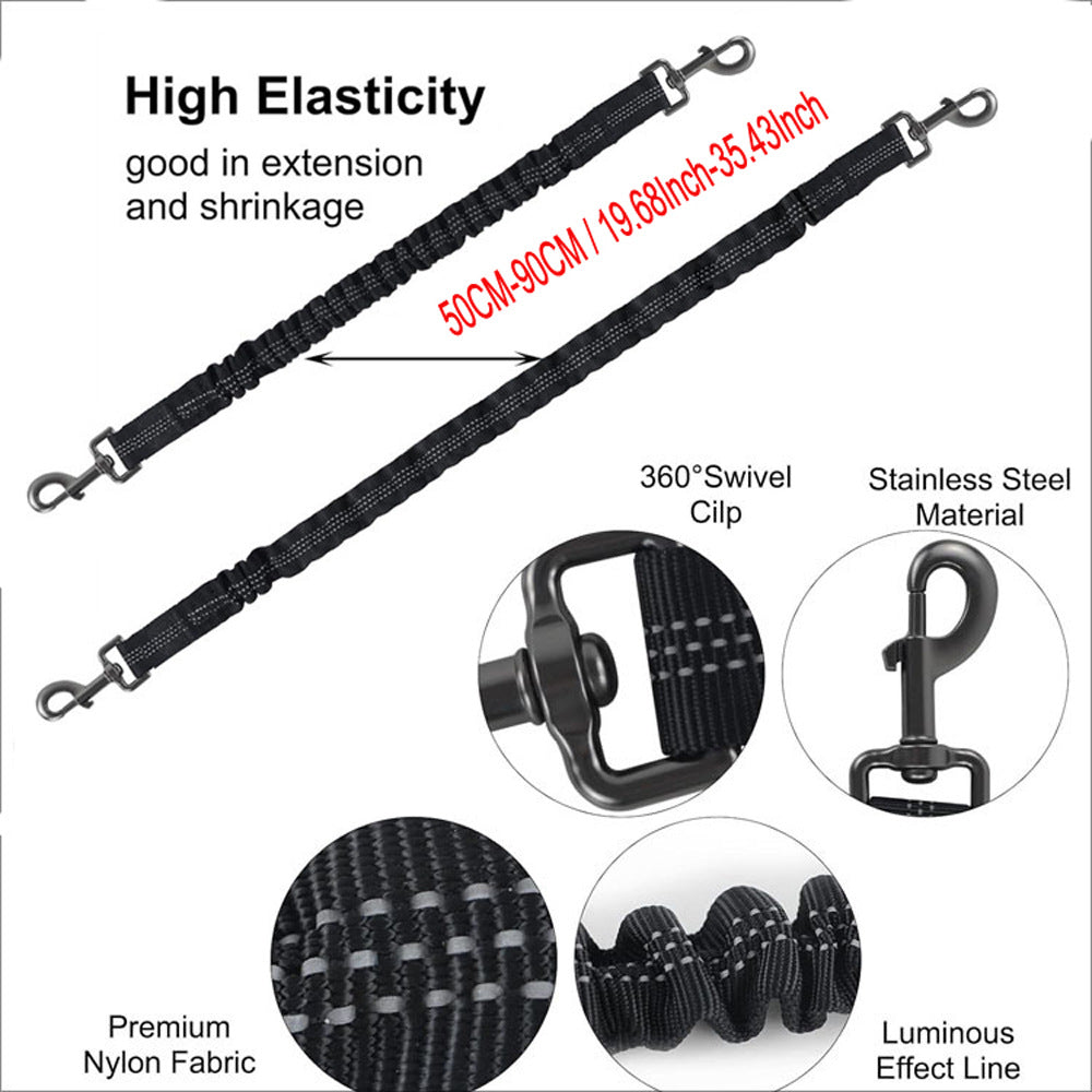 Triple Bungee Dog Leash with Reflective Shock-Absorbing Design