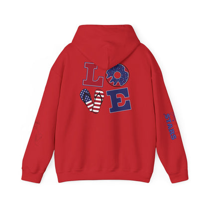 Patriotic 'America of Unmatched Greatness' Hoodie – USA Flag LOVE Graphic