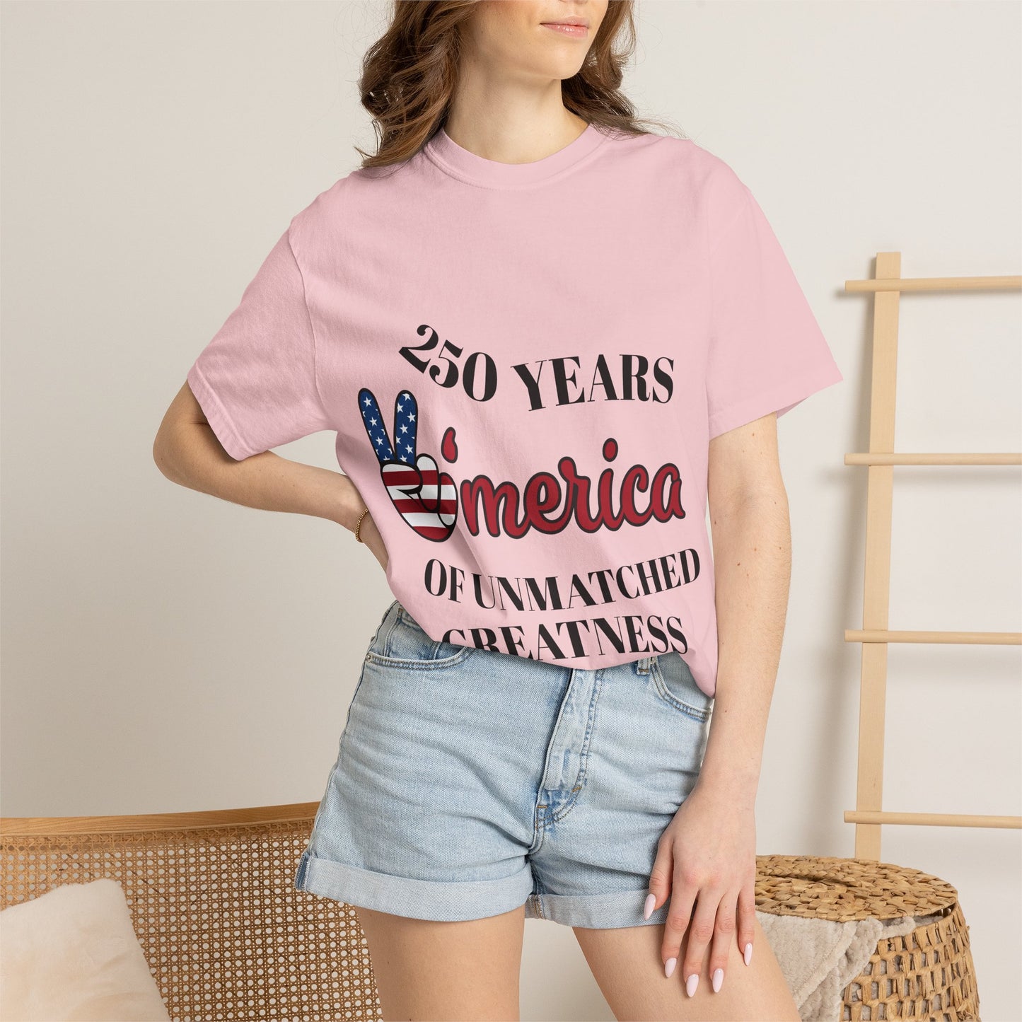 Amercia 250 Years Graphic T-Shirt — Patriotic Peace Sign Tee