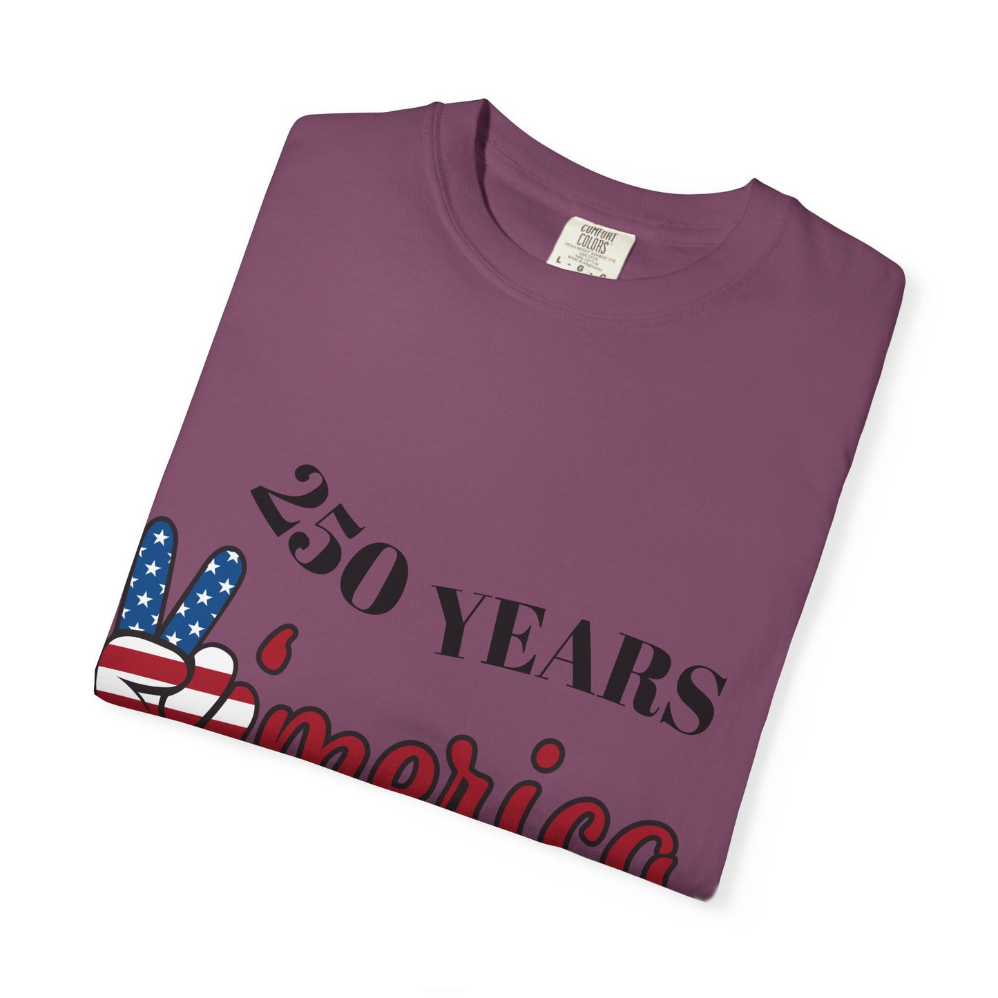 Amercia 250 Years Graphic T-Shirt — Patriotic Peace Sign Tee