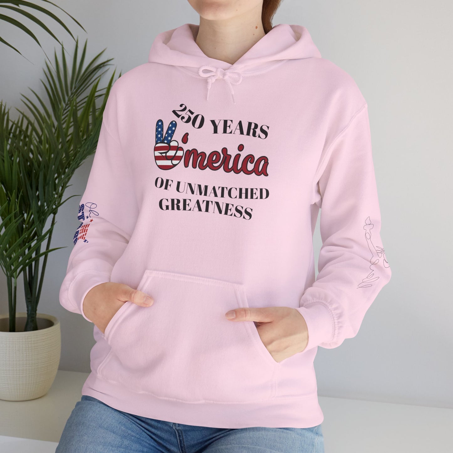 Patriotic 'America of Unmatched Greatness' Hoodie – USA Flag LOVE Graphic