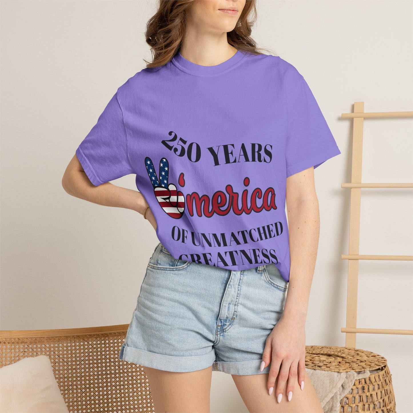 Amercia 250 Years Graphic T-Shirt — Patriotic Peace Sign Tee