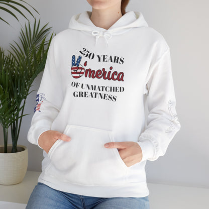 Patriotic 'America of Unmatched Greatness' Hoodie – USA Flag LOVE Graphic