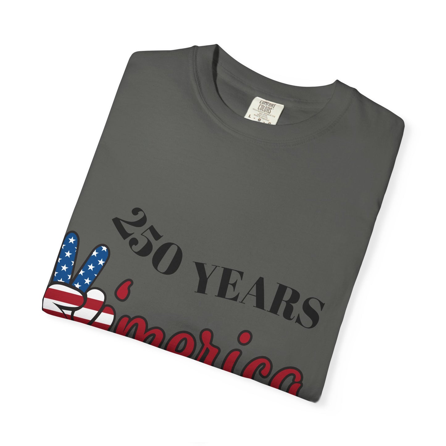 Amercia 250 Years Graphic T-Shirt — Patriotic Peace Sign Tee