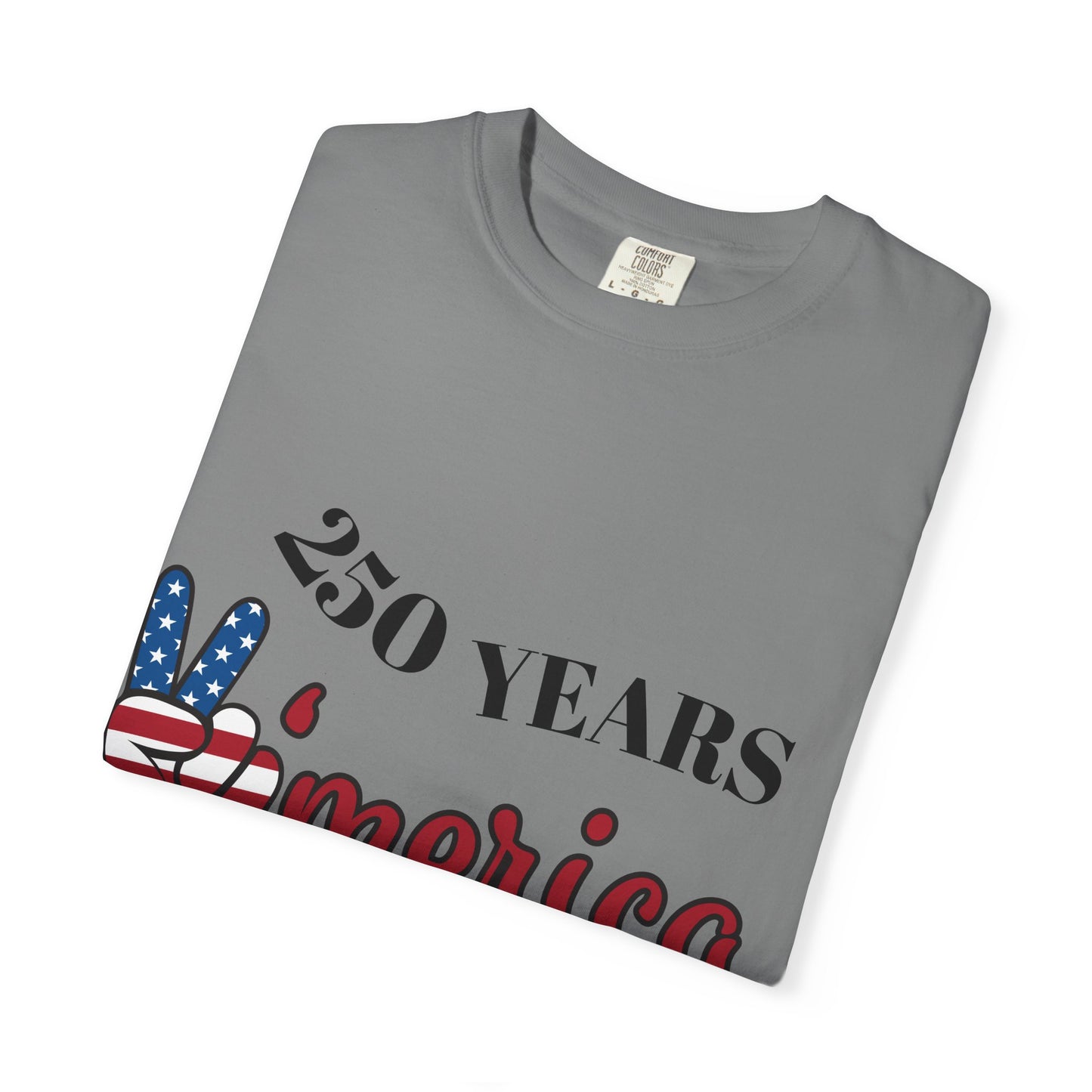 Amercia 250 Years Graphic T-Shirt — Patriotic Peace Sign Tee