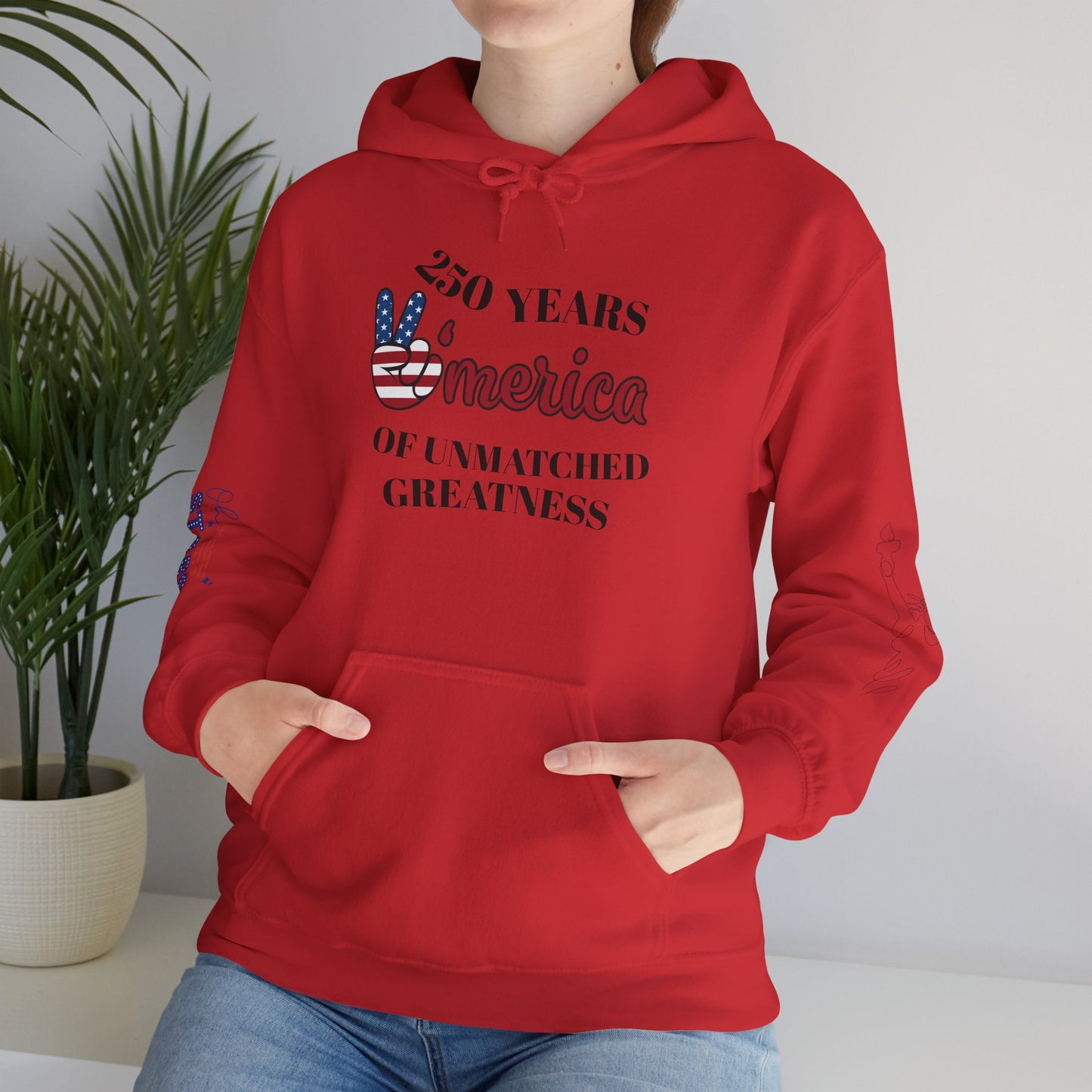 Patriotic 'America of Unmatched Greatness' Hoodie – USA Flag LOVE Graphic