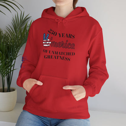 Patriotic 'America of Unmatched Greatness' Hoodie – USA Flag LOVE Graphic