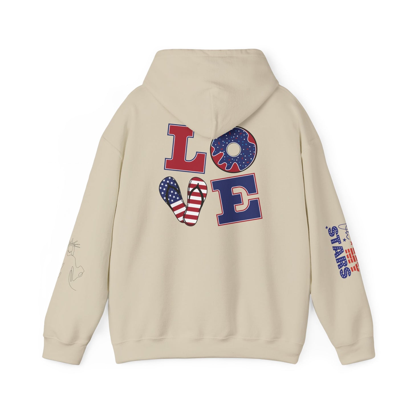 Patriotic 'America of Unmatched Greatness' Hoodie – USA Flag LOVE Graphic