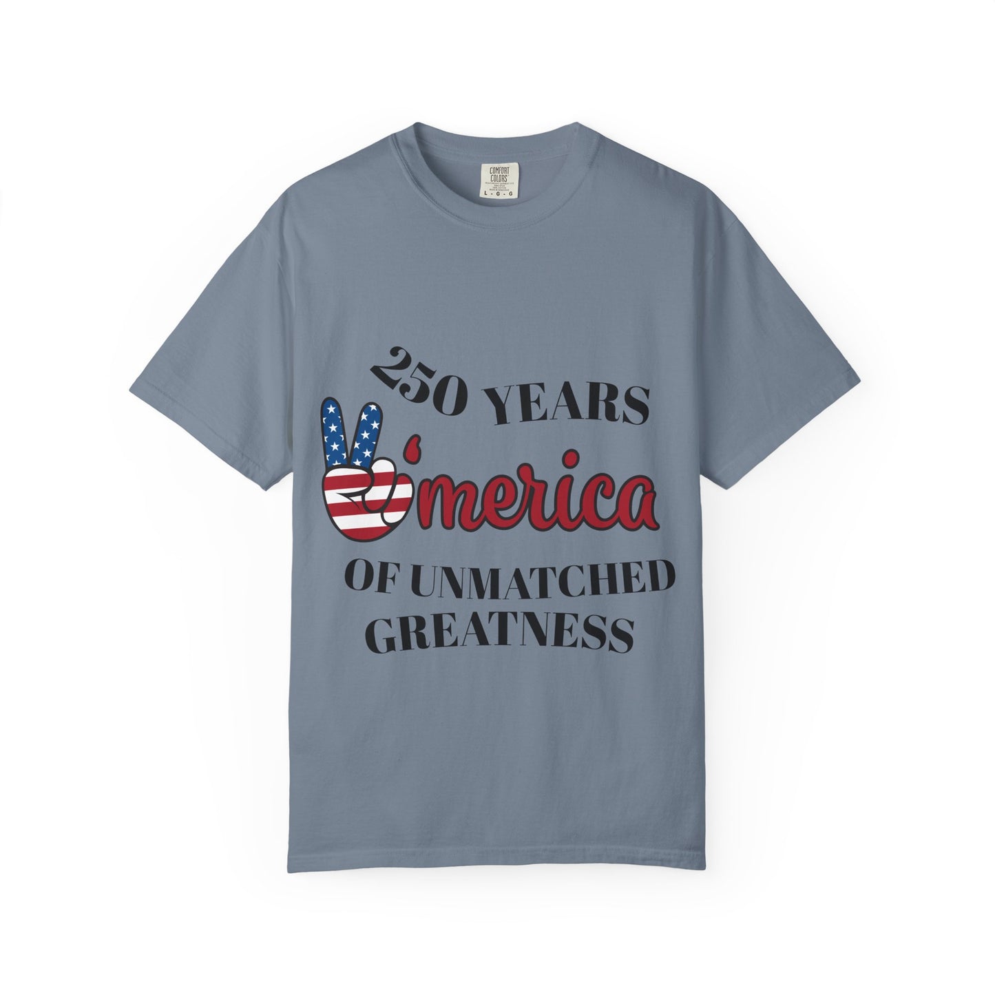Amercia 250 Years Graphic T-Shirt — Patriotic Peace Sign Tee