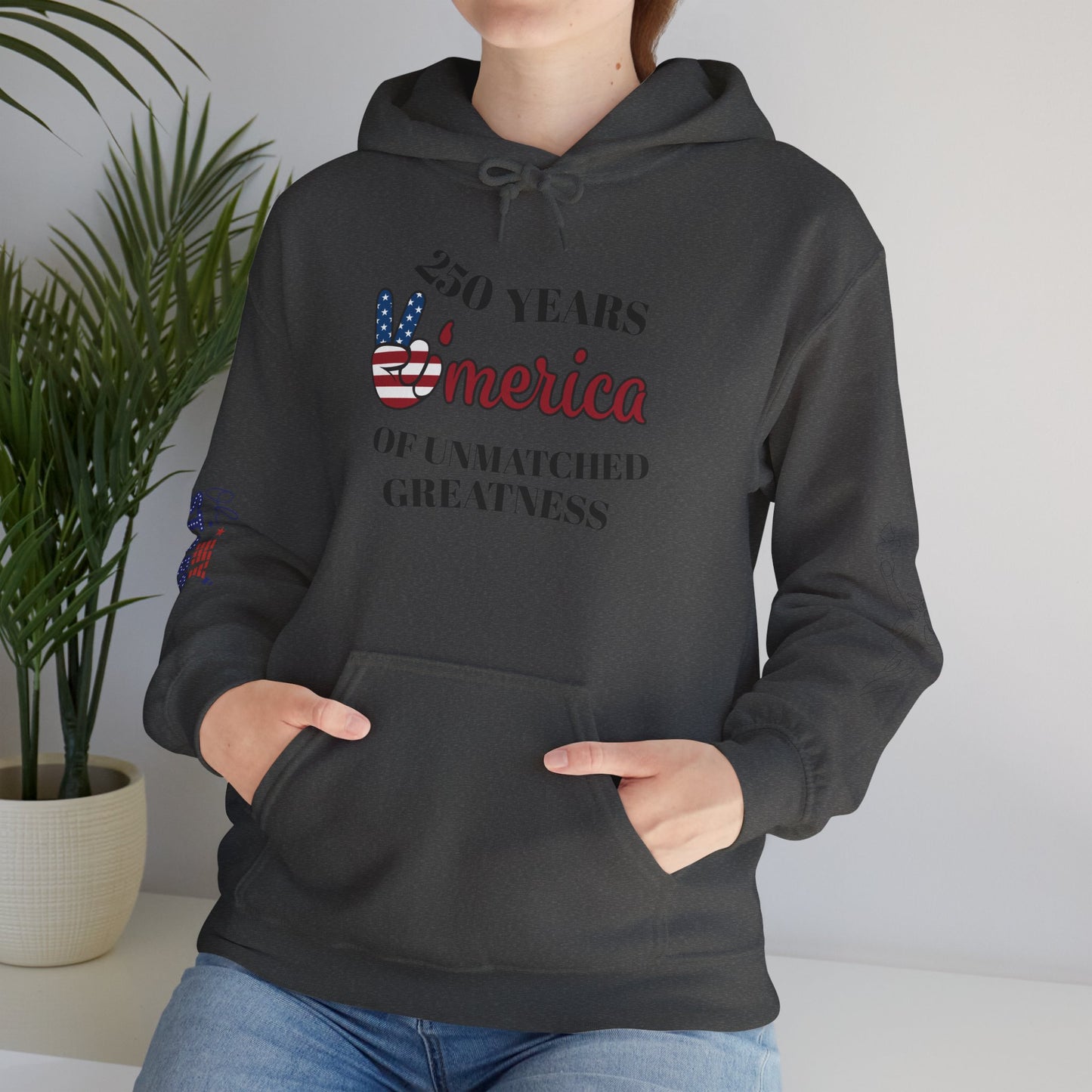 Patriotic 'America of Unmatched Greatness' Hoodie – USA Flag LOVE Graphic