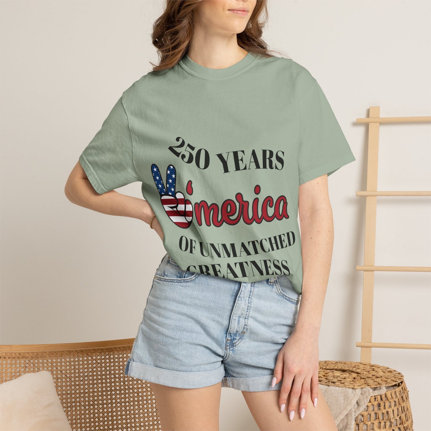 Amercia 250 Years Graphic T-Shirt — Patriotic Peace Sign Tee