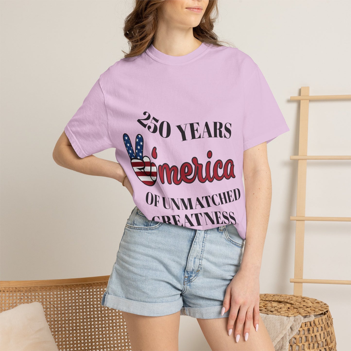 Amercia 250 Years Graphic T-Shirt — Patriotic Peace Sign Tee