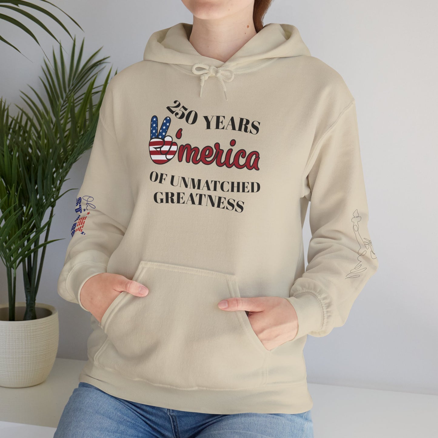 Patriotic 'America of Unmatched Greatness' Hoodie – USA Flag LOVE Graphic