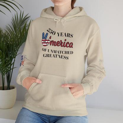 Patriotic 'America of Unmatched Greatness' Hoodie – USA Flag LOVE Graphic