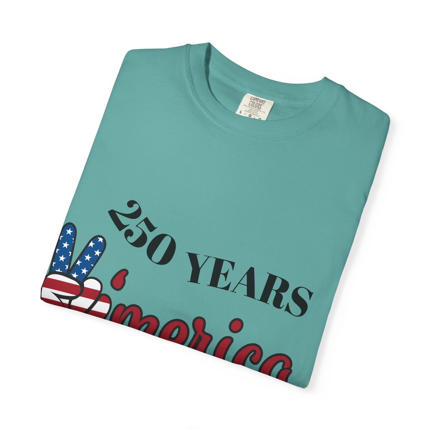 Amercia 250 Years Graphic T-Shirt — Patriotic Peace Sign Tee