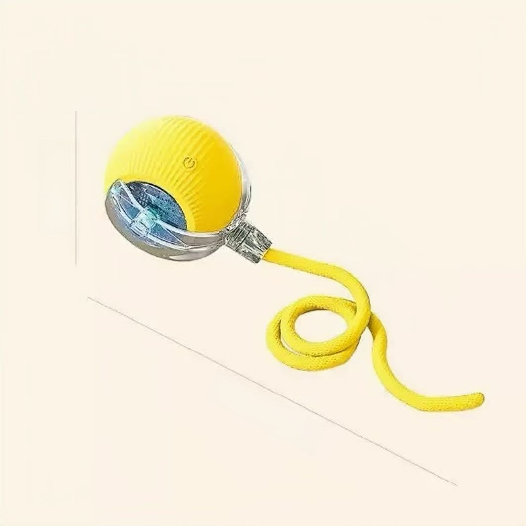 Rechargeable Smart Interactive Pet Ball ? Automatic Bouncing & Teaser Rope Toy for Dogs & Cats