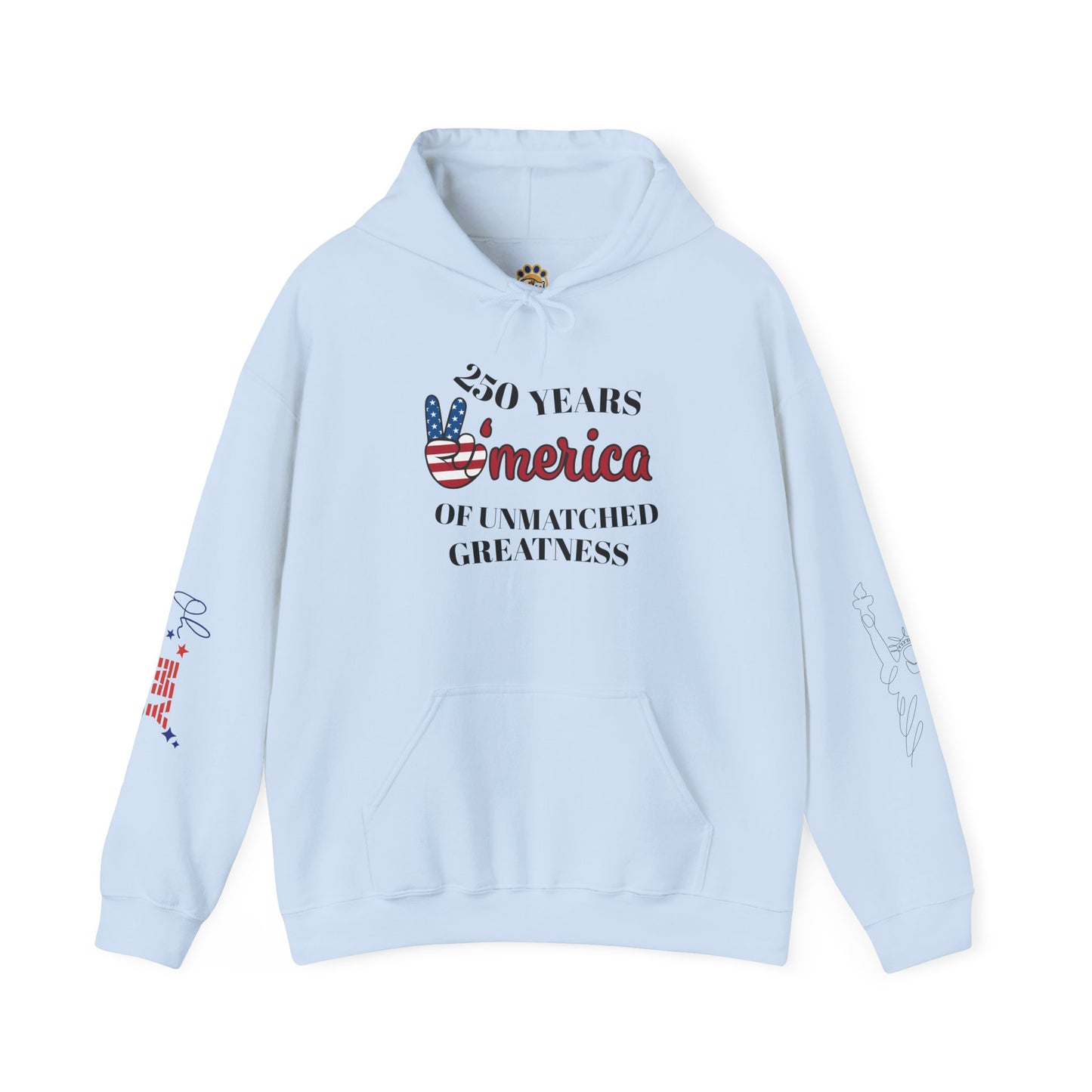 Patriotic 'America of Unmatched Greatness' Hoodie – USA Flag LOVE Graphic