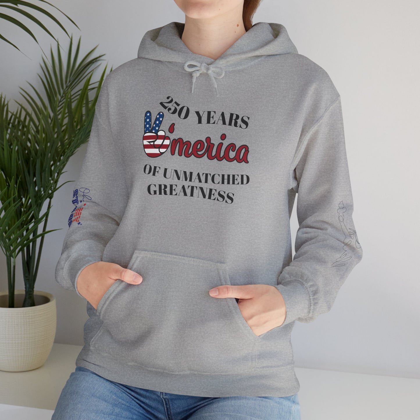 Patriotic 'America of Unmatched Greatness' Hoodie – USA Flag LOVE Graphic