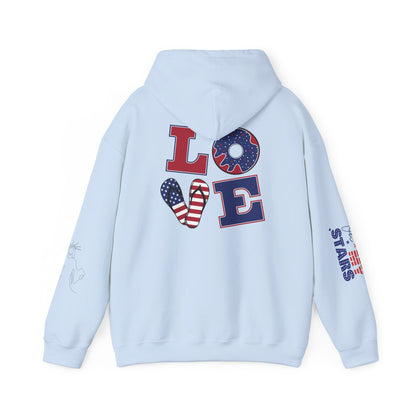Patriotic 'America of Unmatched Greatness' Hoodie – USA Flag LOVE Graphic