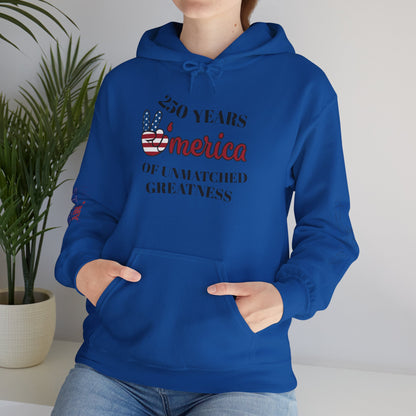 Patriotic 'America of Unmatched Greatness' Hoodie – USA Flag LOVE Graphic