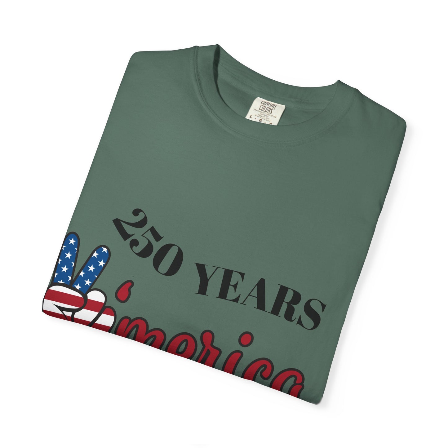Amercia 250 Years Graphic T-Shirt — Patriotic Peace Sign Tee