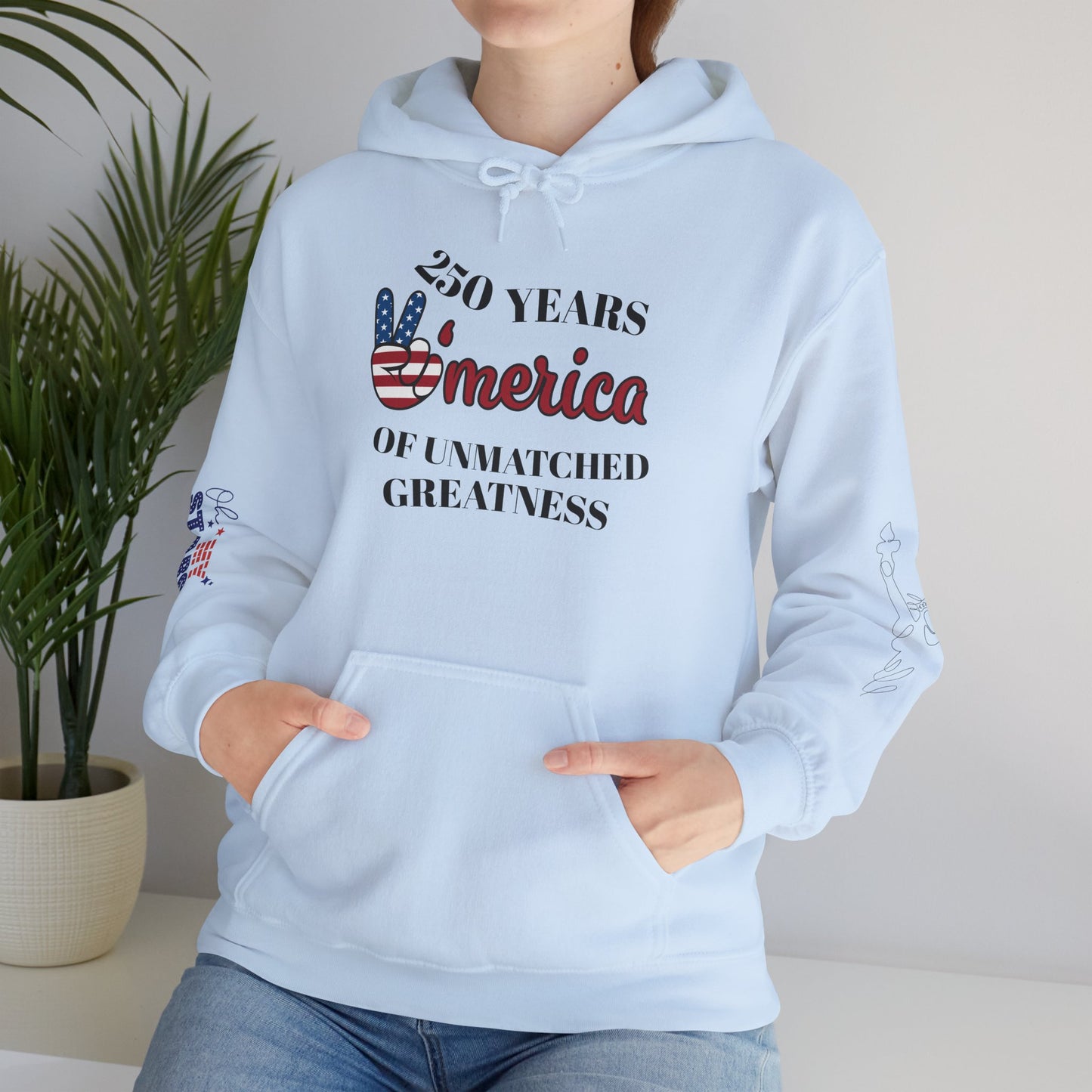 Patriotic 'America of Unmatched Greatness' Hoodie – USA Flag LOVE Graphic