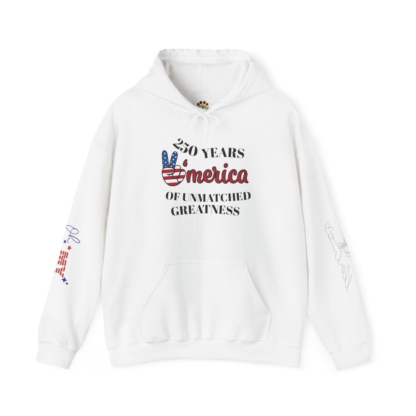 Patriotic 'America of Unmatched Greatness' Hoodie – USA Flag LOVE Graphic