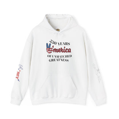 Patriotic 'America of Unmatched Greatness' Hoodie – USA Flag LOVE Graphic