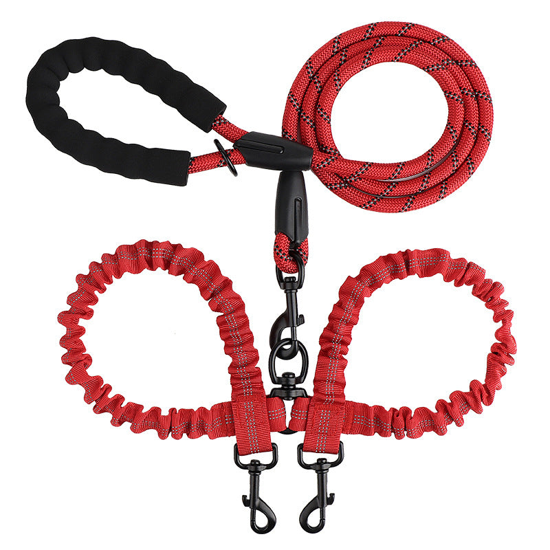 Dual Bungee Dog Leash with Anti-Tangle Double Attachment