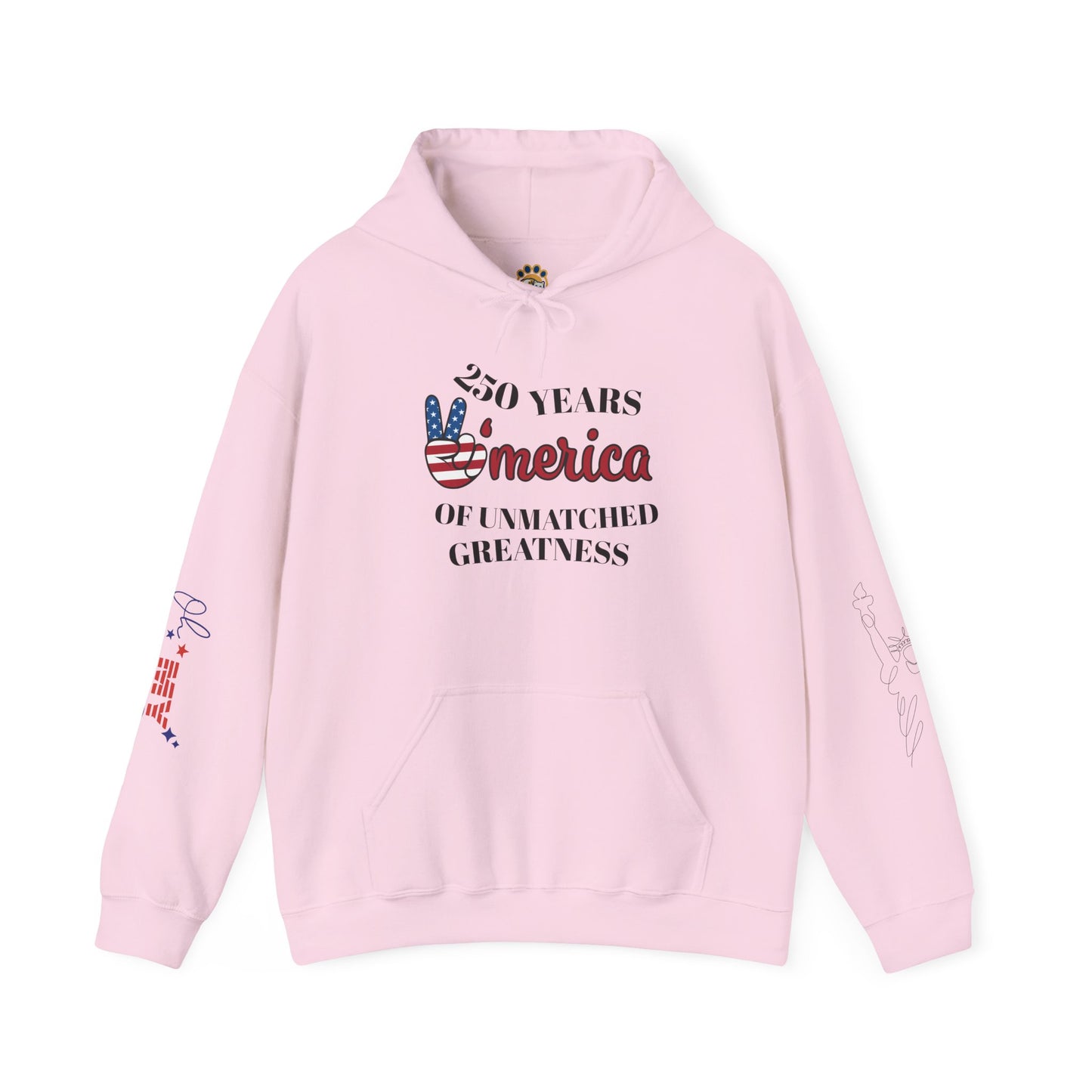 Patriotic 'America of Unmatched Greatness' Hoodie – USA Flag LOVE Graphic