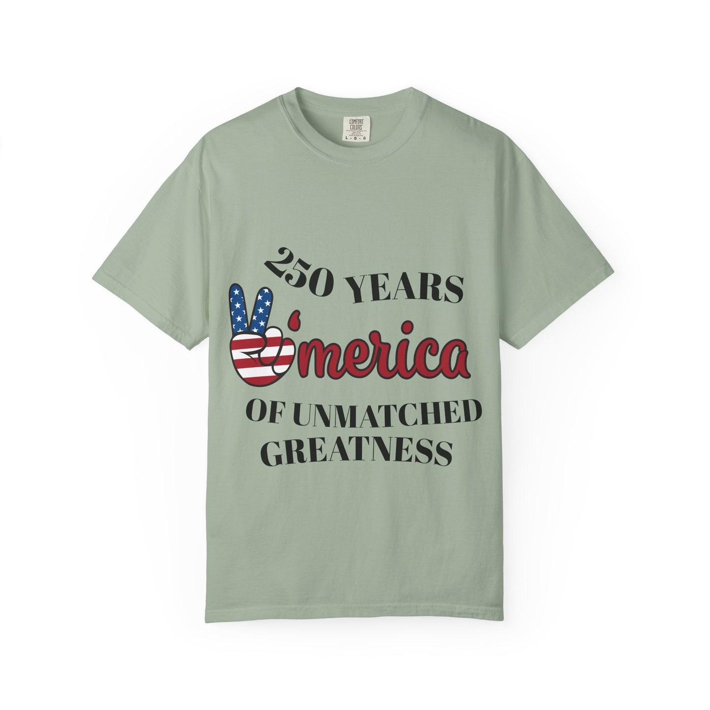 Amercia 250 Years Graphic T-Shirt — Patriotic Peace Sign Tee