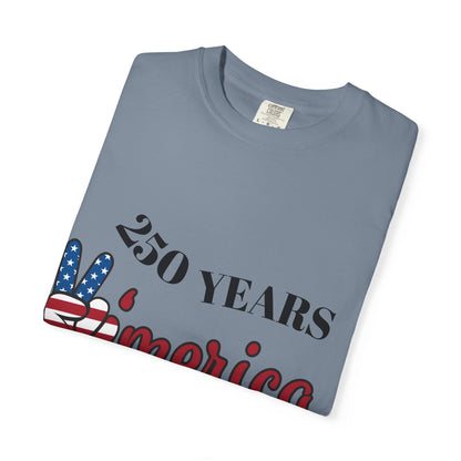 Amercia 250 Years Graphic T-Shirt — Patriotic Peace Sign Tee