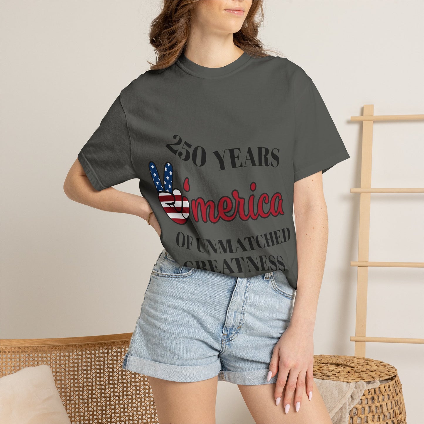 Amercia 250 Years Graphic T-Shirt — Patriotic Peace Sign Tee