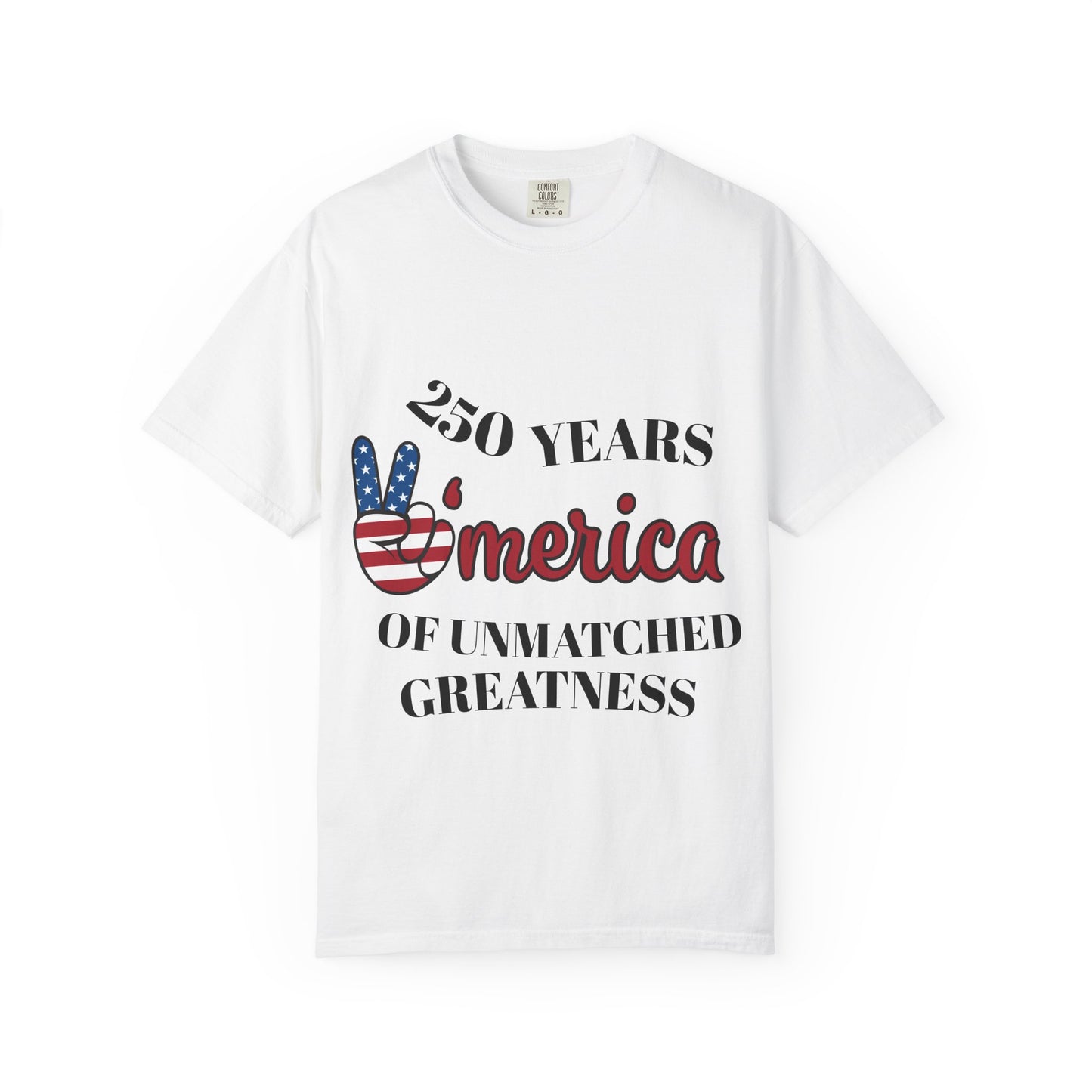 Amercia 250 Years Graphic T-Shirt — Patriotic Peace Sign Tee
