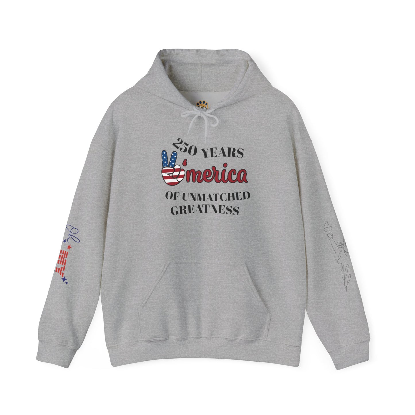 Patriotic 'America of Unmatched Greatness' Hoodie – USA Flag LOVE Graphic