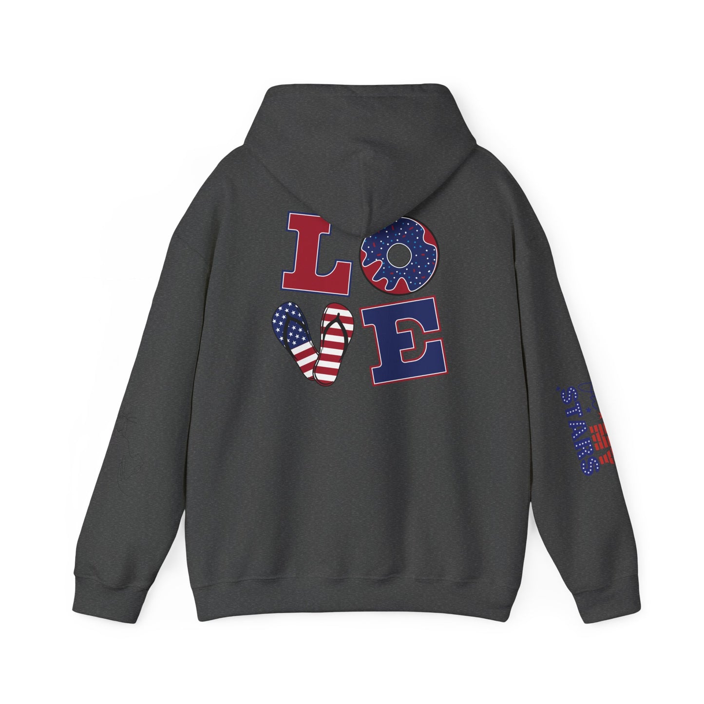 Patriotic 'America of Unmatched Greatness' Hoodie – USA Flag LOVE Graphic
