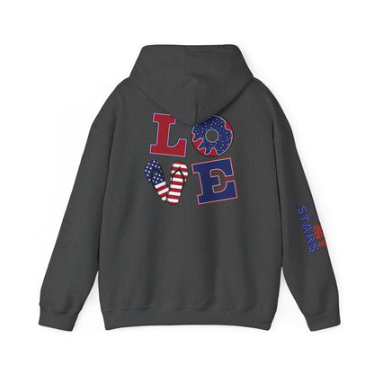 Patriotic 'America of Unmatched Greatness' Hoodie – USA Flag LOVE Graphic