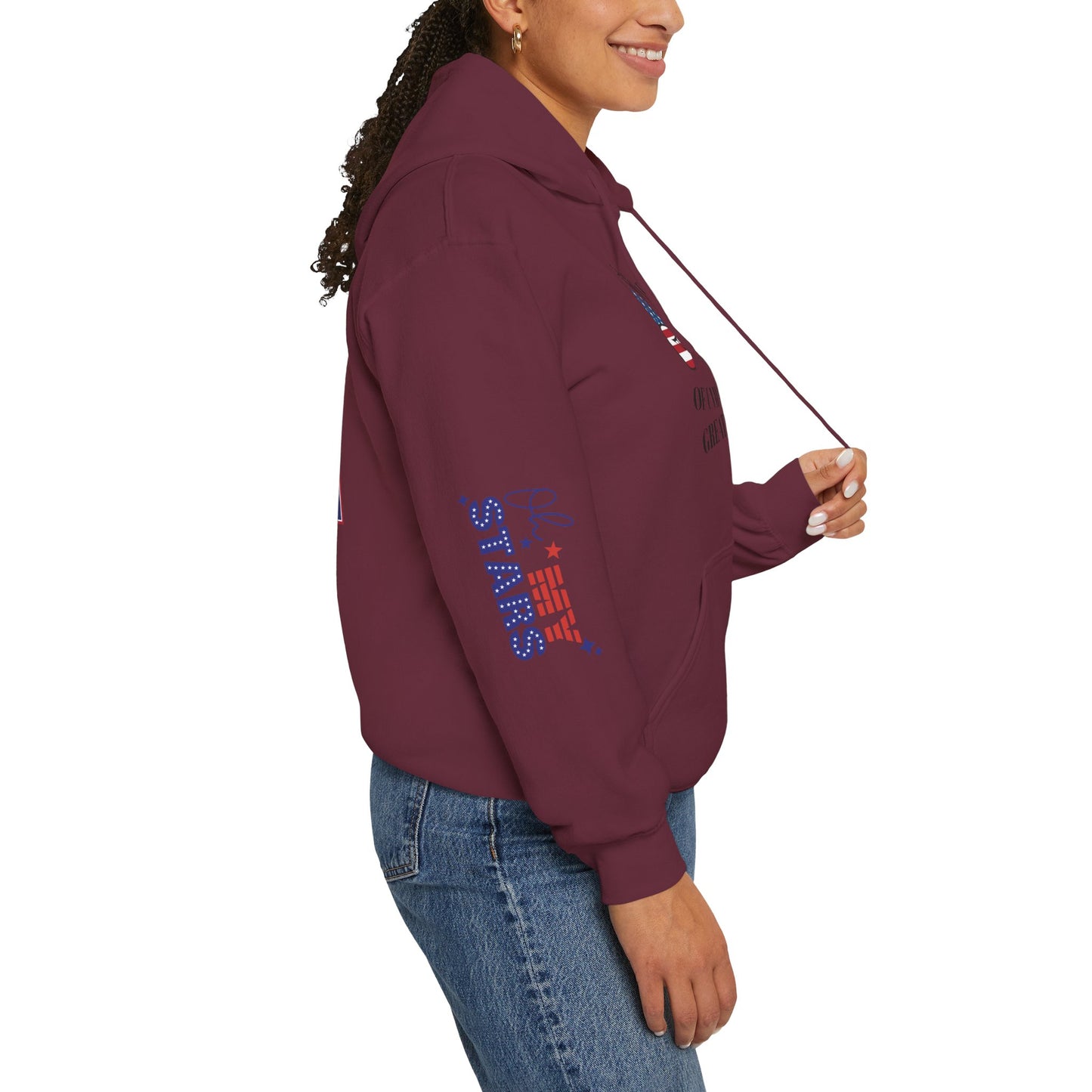 Patriotic 'America of Unmatched Greatness' Hoodie – USA Flag LOVE Graphic