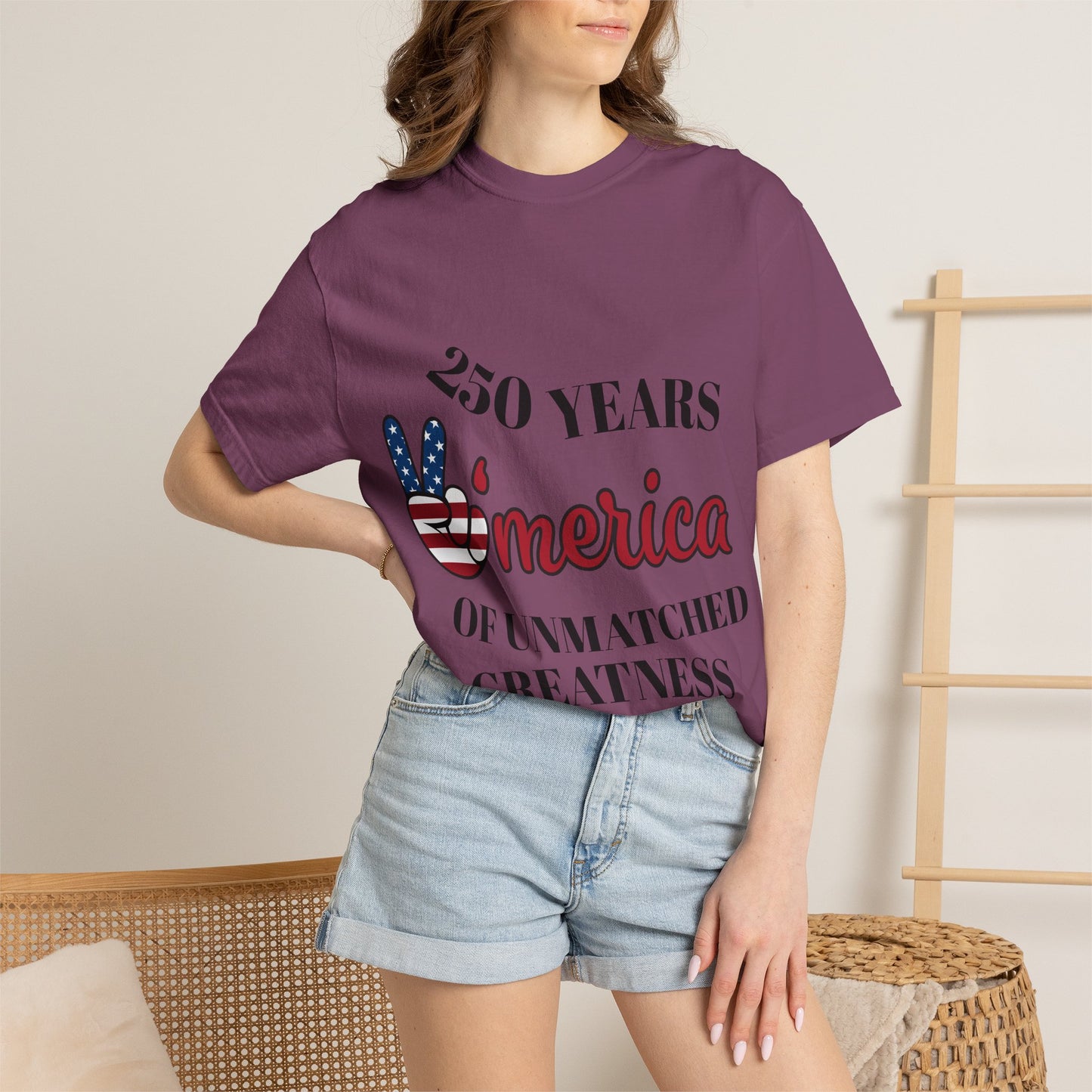 Amercia 250 Years Graphic T-Shirt — Patriotic Peace Sign Tee