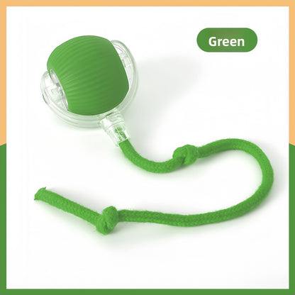 Rechargeable Smart Interactive Pet Ball ? Automatic Bouncing & Teaser Rope Toy for Dogs & Cats
