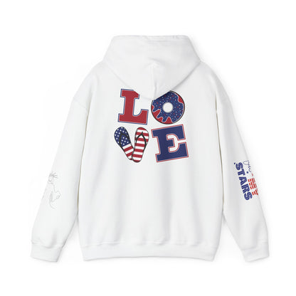 Patriotic 'America of Unmatched Greatness' Hoodie – USA Flag LOVE Graphic