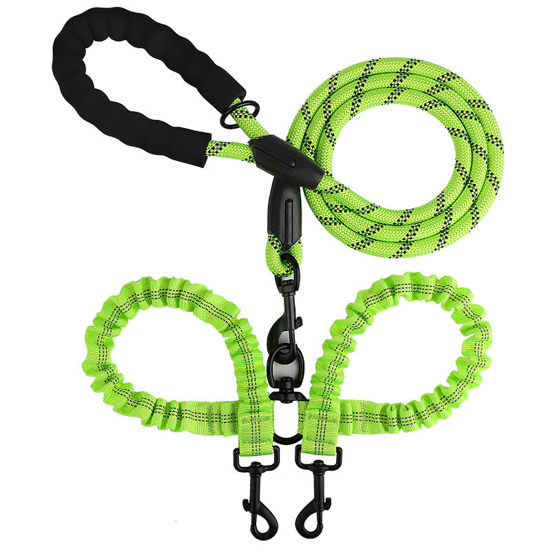 Dual Bungee Dog Leash with Anti-Tangle Double Attachment