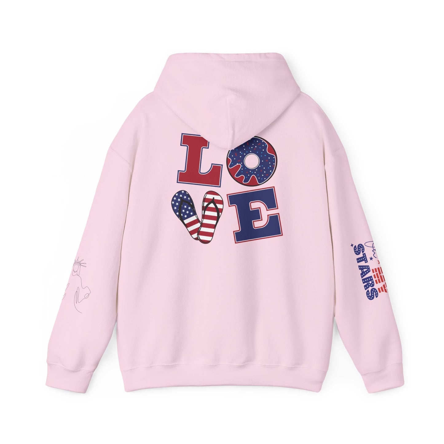 Patriotic 'America of Unmatched Greatness' Hoodie – USA Flag LOVE Graphic