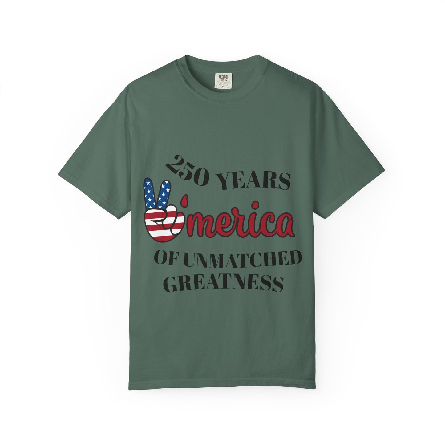 Amercia 250 Years Graphic T-Shirt — Patriotic Peace Sign Tee