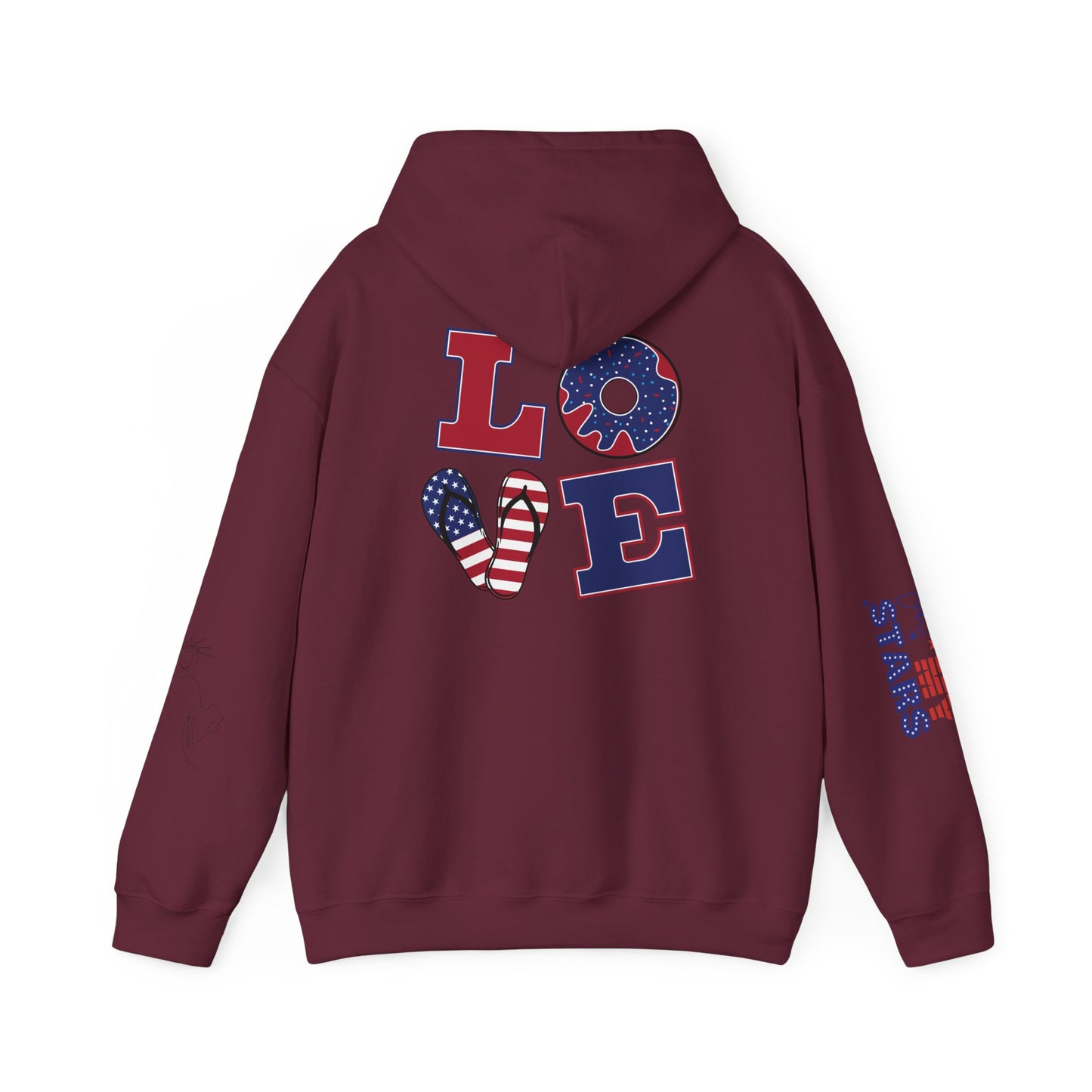 Patriotic 'America of Unmatched Greatness' Hoodie – USA Flag LOVE Graphic