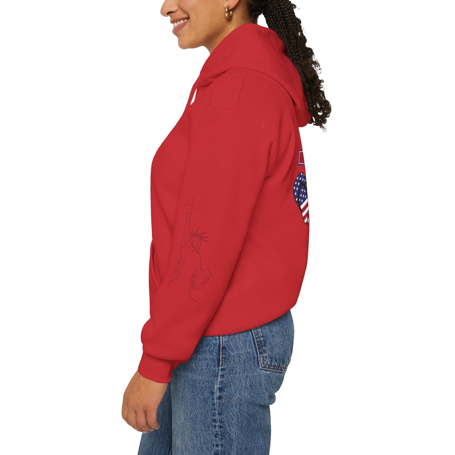Patriotic 'America of Unmatched Greatness' Hoodie – USA Flag LOVE Graphic