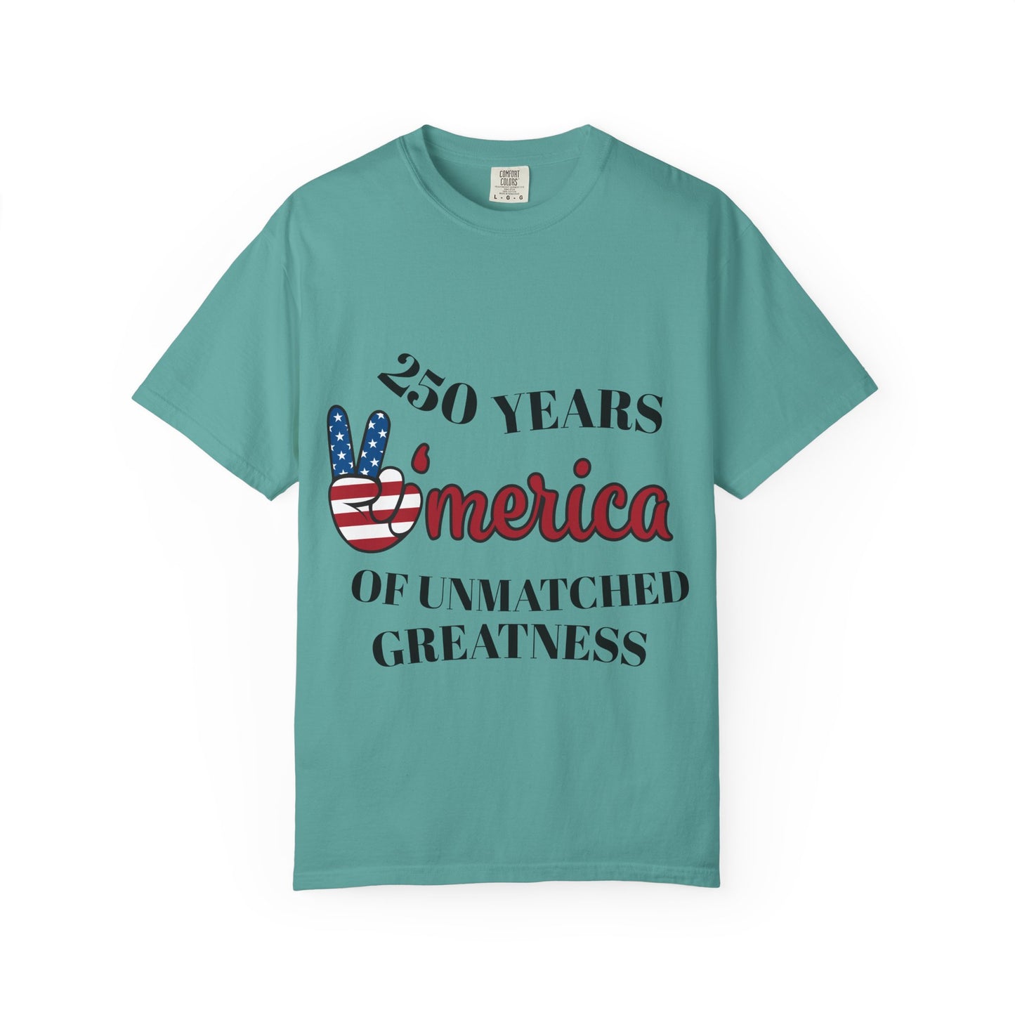 Amercia 250 Years Graphic T-Shirt — Patriotic Peace Sign Tee