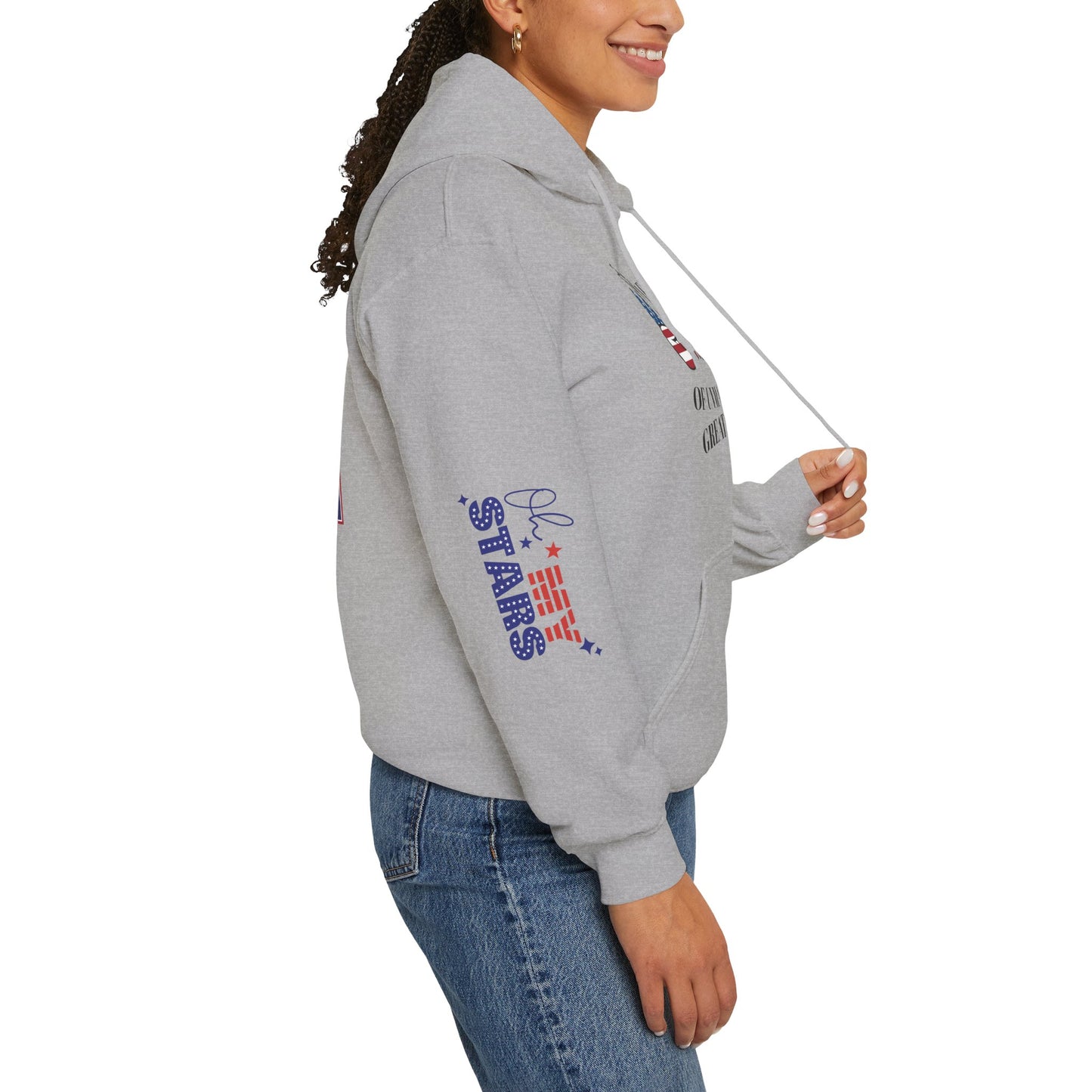 Patriotic 'America of Unmatched Greatness' Hoodie – USA Flag LOVE Graphic