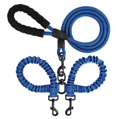 Dual Bungee Dog Leash with Anti-Tangle Double Attachment