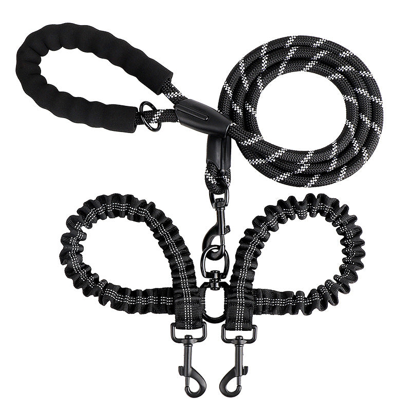 Dual Bungee Dog Leash with Anti-Tangle Double Attachment